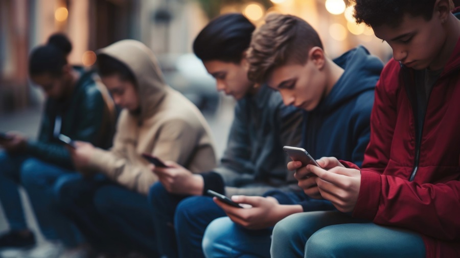 ragazzi guardano lo smartphone